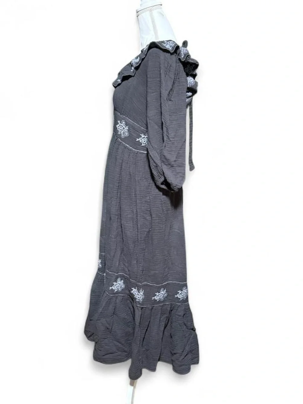 Free People Lovers Lane Maxi Dress Prairie Boho Ruffle Cotton Flowy XL - Picture 5 of 7